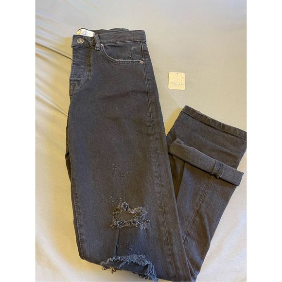 Free People Denim - Free people black distressed jeans - size 24 NWT